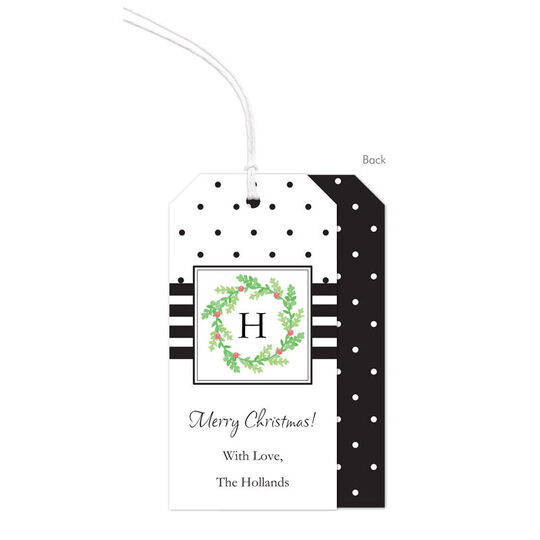 Monogrammed Wreath Large Hanging Gift Tags